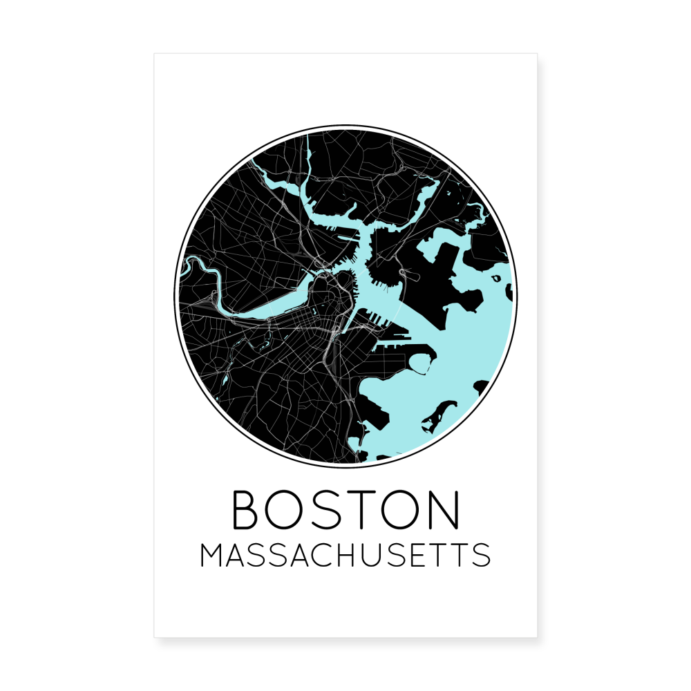 Poster Boston - Plan Boston - 20 x 30 cm - blanc