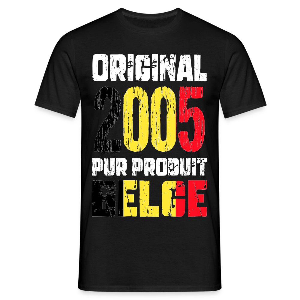 T-shirt Homme - Anniversaire 20 Ans - Original 2005 - Pur produit Belge - noir