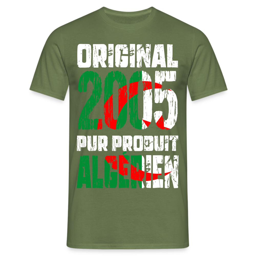 T-shirt Homme - Anniversaire 20 Ans - Original 2005 - Pur produit Algérien - vert militaire