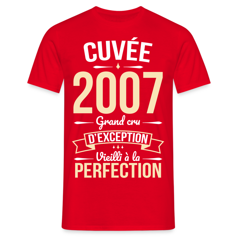 T-shirt Homme - Anniversaire 18 Ans - Cuvée 2007 - rouge