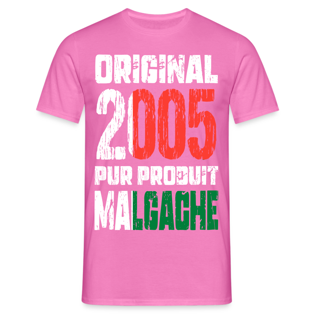 T-shirt Homme - Anniversaire 20 Ans - Original 2005 - Pur produit Malgache - rose