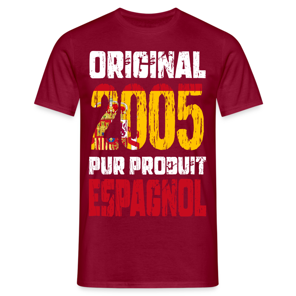 T-shirt Homme - Anniversaire 20 Ans - Original 2005 - Pur produit Espagnol - rouge brique