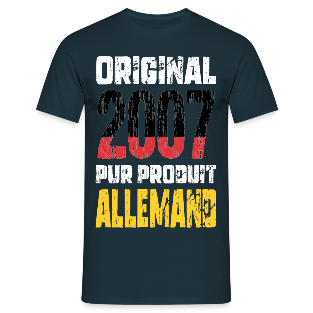 T-shirt Homme - Anniversaire 18 Ans - Original 2007 - Pur produit Allemand - marine