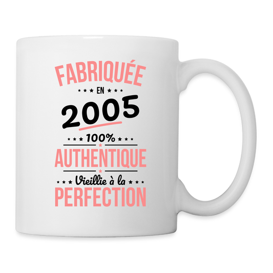 Mug blanc - Anniversaire 20 Ans - Fabriquée en 2005 - blanc