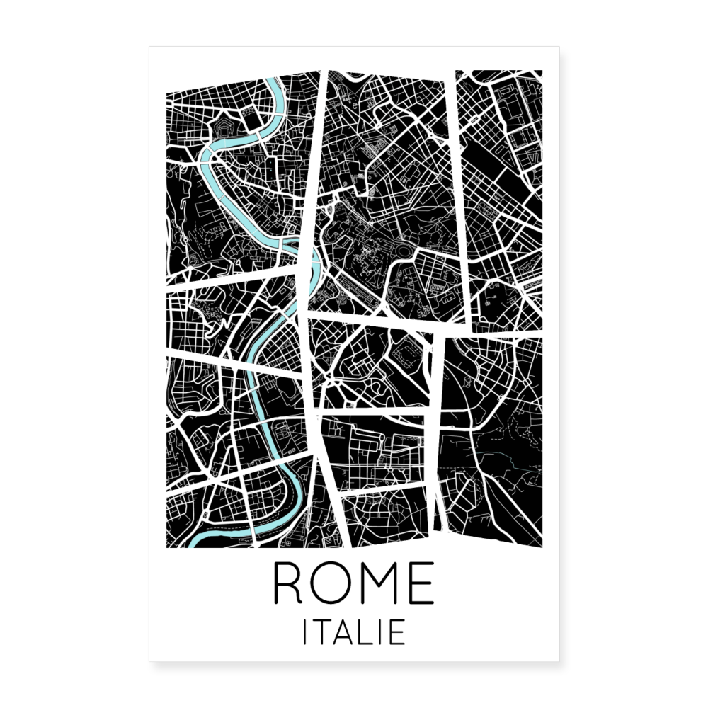 Poster Rome - Plan Rome - 40 x 60 cm - blanc