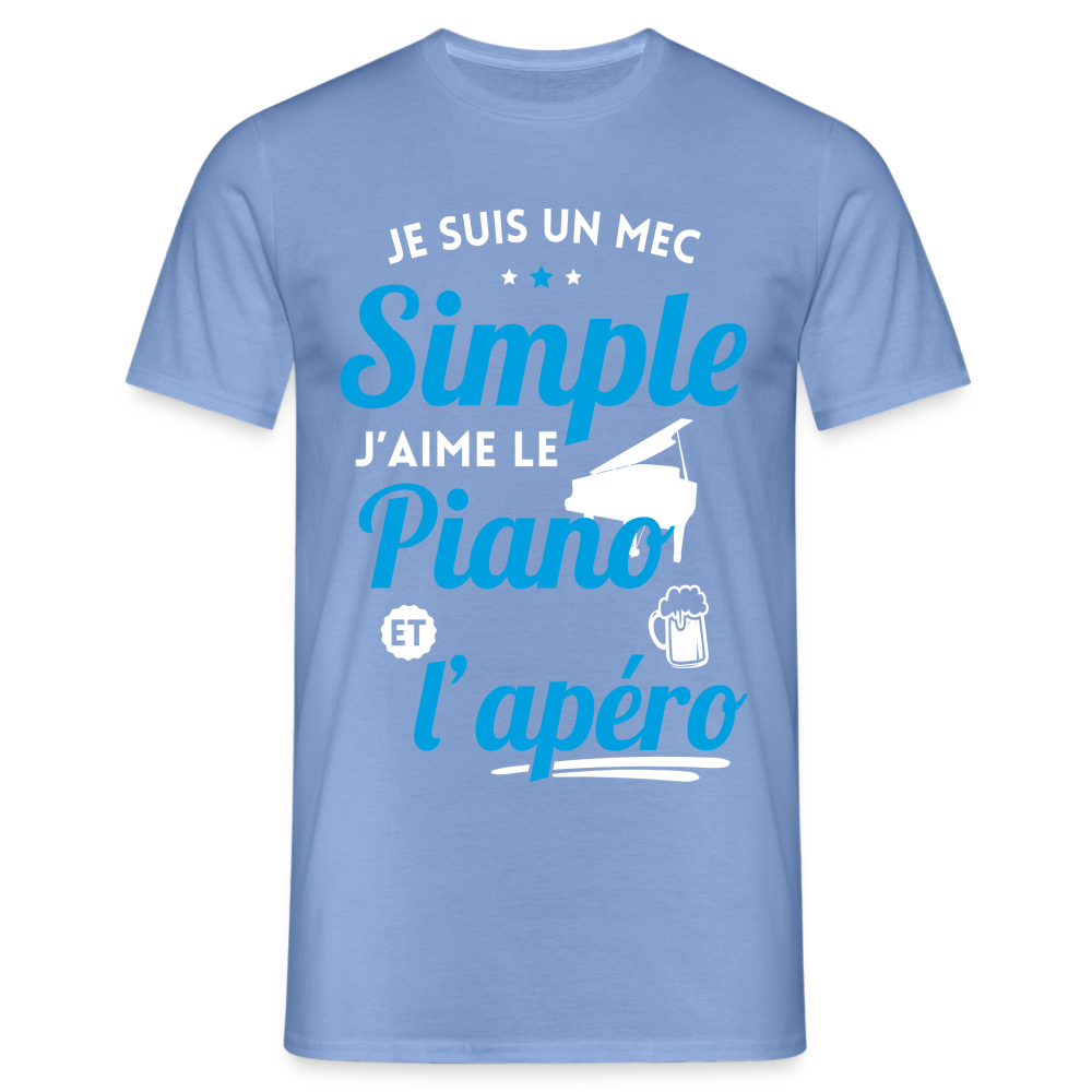 T-shirt Homme - J'aime le piano et l'apéro - carolina blue