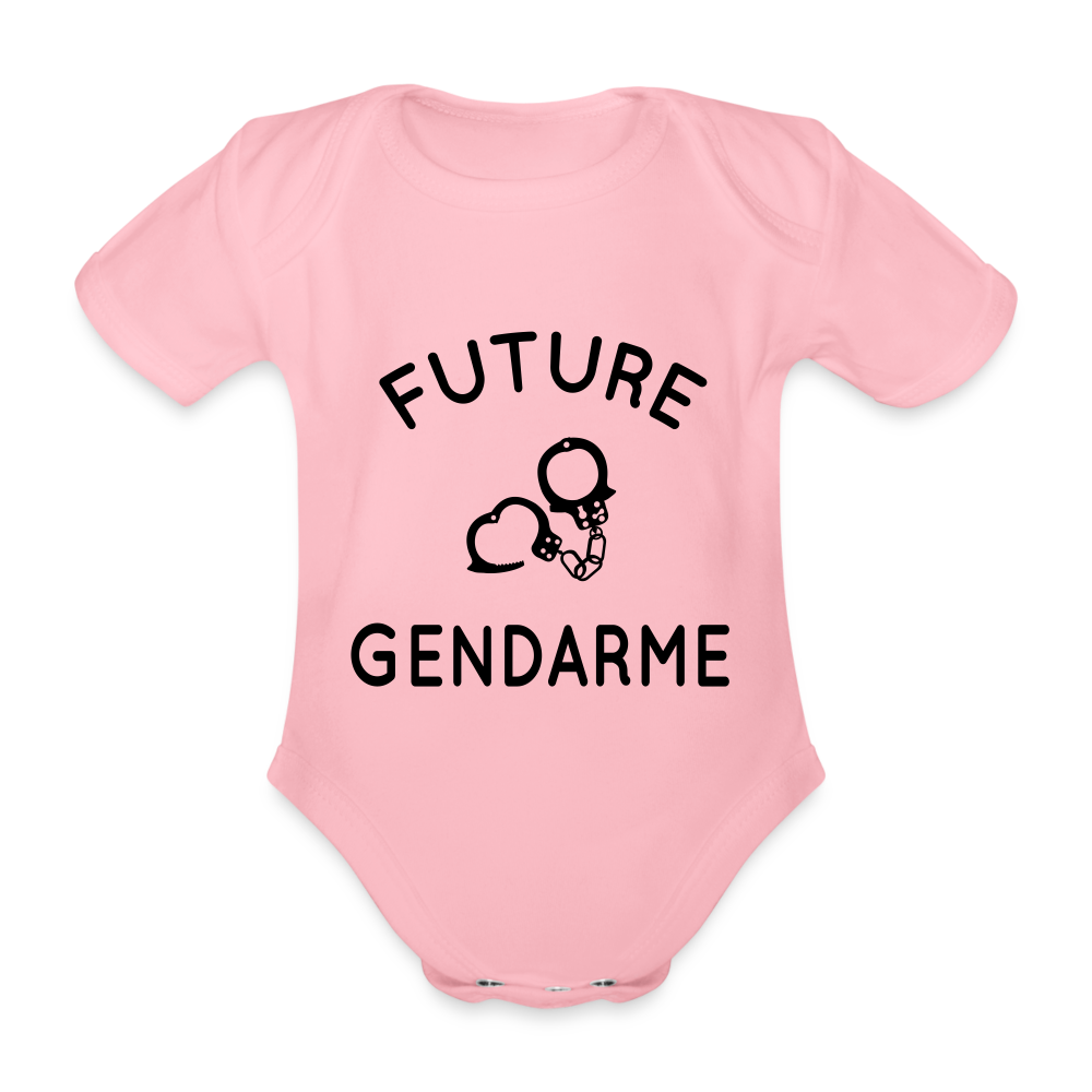 Body Bébé bio manches courtes - Future gendarme - rose clair