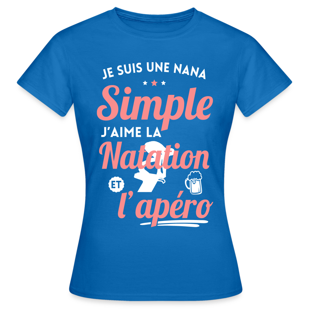 T-shirt Femme - J'aime la natation et l'apéro - bleu royal