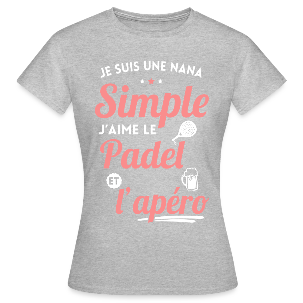 T-shirt Femme - J'aime le  padel et l'apéro - gris chiné