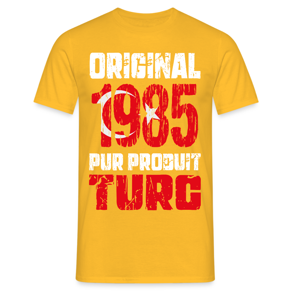 T-shirt Homme - Anniversaire 40 Ans - Original 1985 - Pur produit Turc - jaune