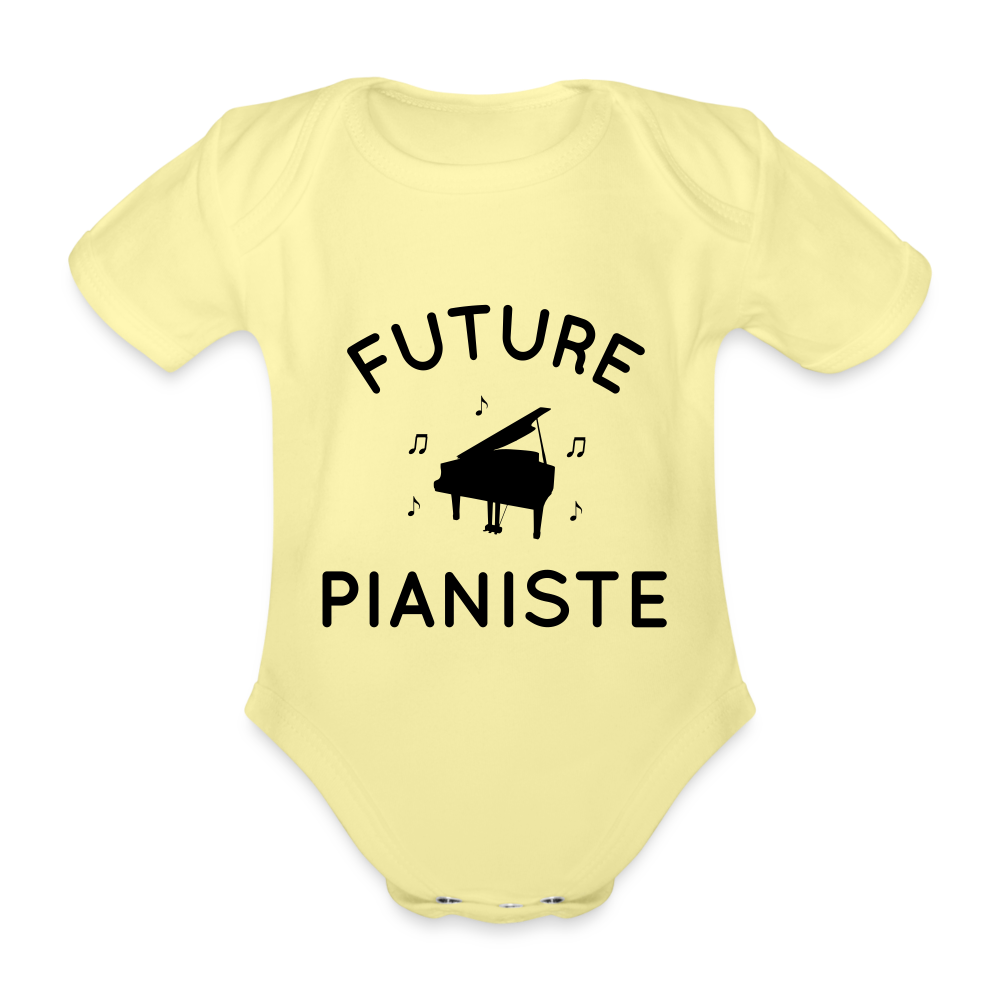 Body Bébé bio manches longues - Future pianiste - jaune délavé