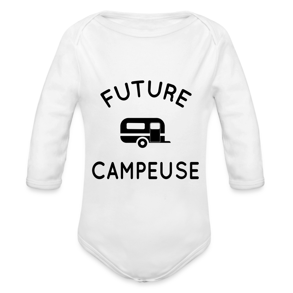 Body Bébé bio manches longues - Future campeuse - blanc