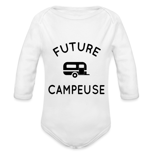 Body Bébé bio manches longues - Future campeuse - blanc