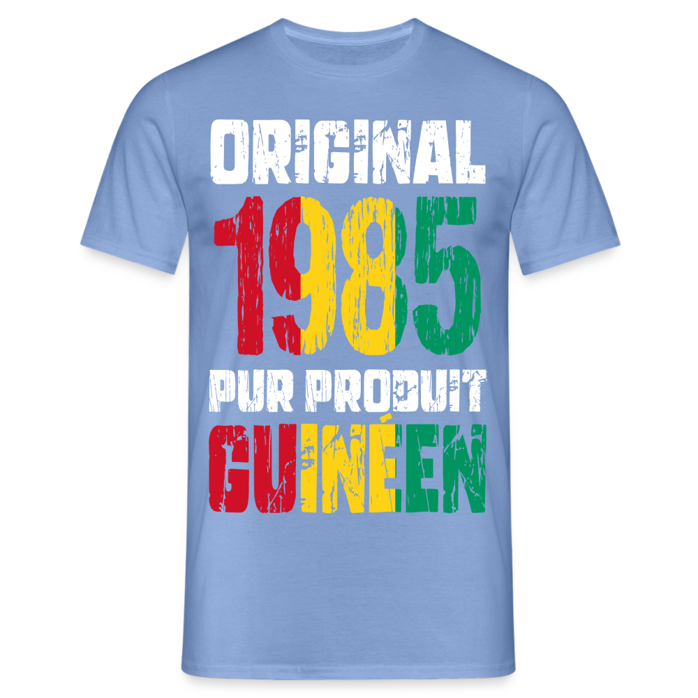 T-shirt Homme - Anniversaire 40 Ans - Original 1985 - Pur produit Guinéen - carolina blue