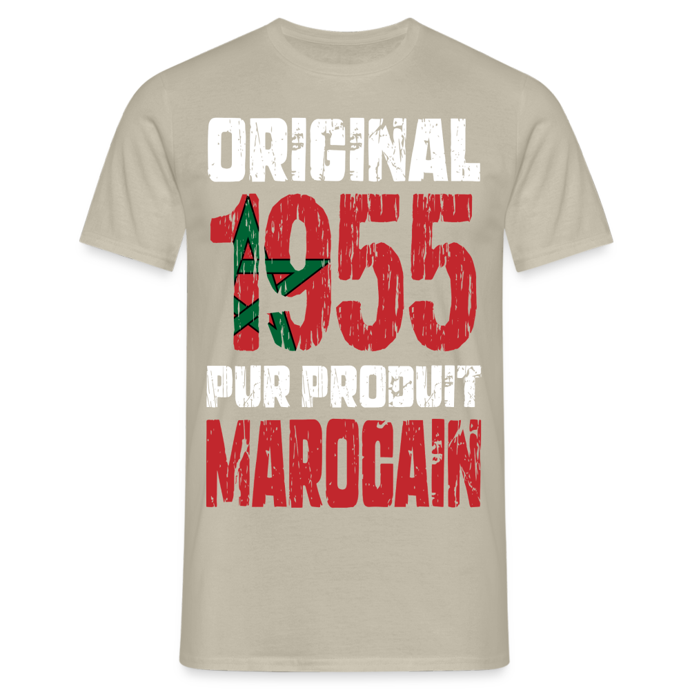 T-shirt Homme - Anniversaire 70 Ans - Original 1955 - Pur produit Marocain - beige sable