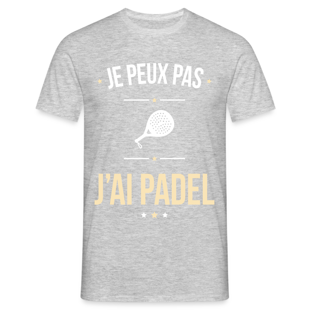 T-shirt Homme - Je peux pas j'ai Padel - gris chiné