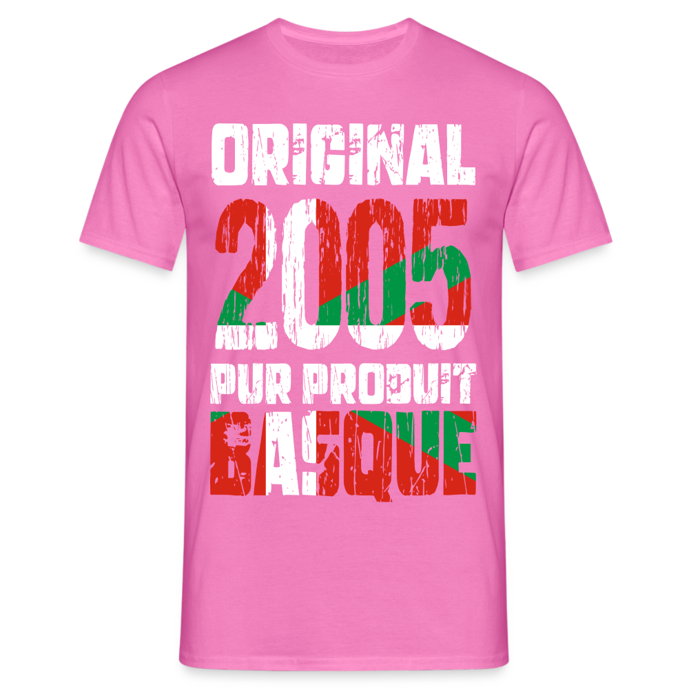 T-shirt Homme - Anniversaire 20 Ans - Original 2005 - Pur produit Basque - rose