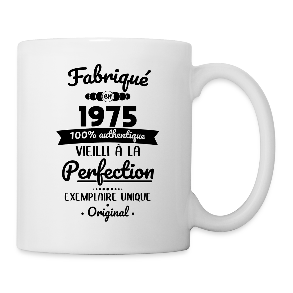 Mug uni - Anniversaire 50 Ans - Fabriqué en 1975 - blanc