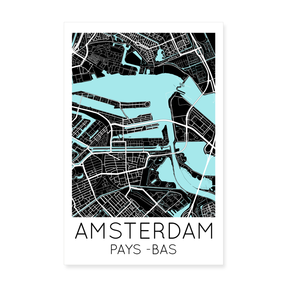 Poster Amsterdam - Plan Amsterdam - 20 x 30 cm - blanc