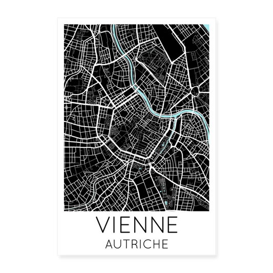 Poster Vienne - Plan Vienne - 40 x 60 cm - blanc