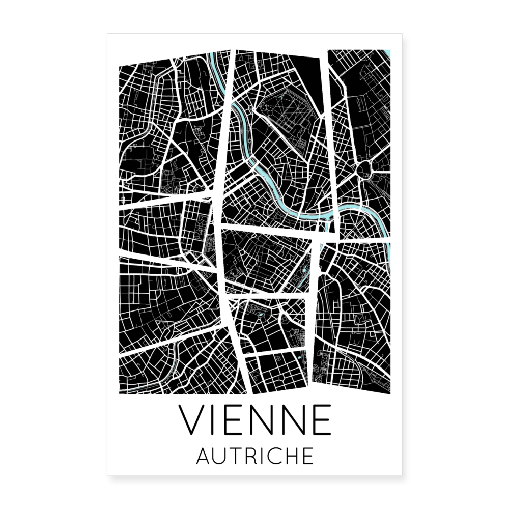 Poster Vienne - Plan Vienne - 40 x 60 cm - blanc