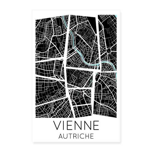 Poster Vienne - Plan Vienne - 40 x 60 cm - blanc