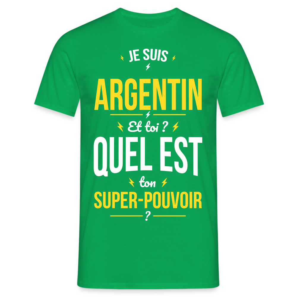 T-shirt Homme - Je suis Argentin - Super-pouvoir - vert