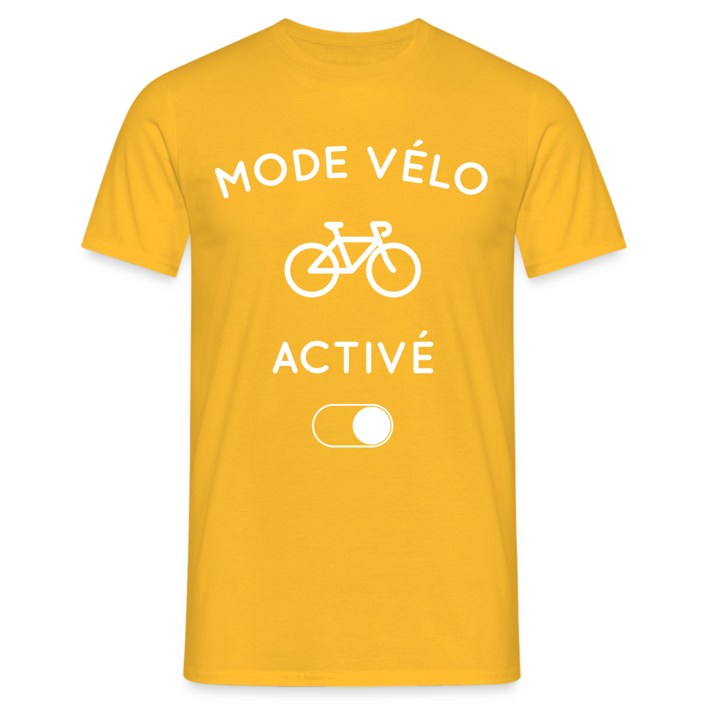 T-shirt Homme -  Mode vélo activé - jaune