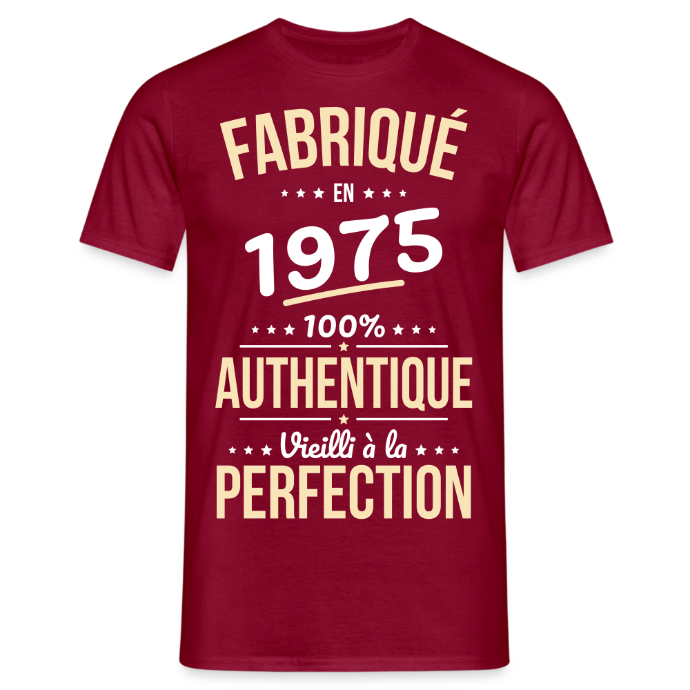 T-shirt Homme - Anniversaire 50 Ans - Fabriqué en 1975 - rouge brique