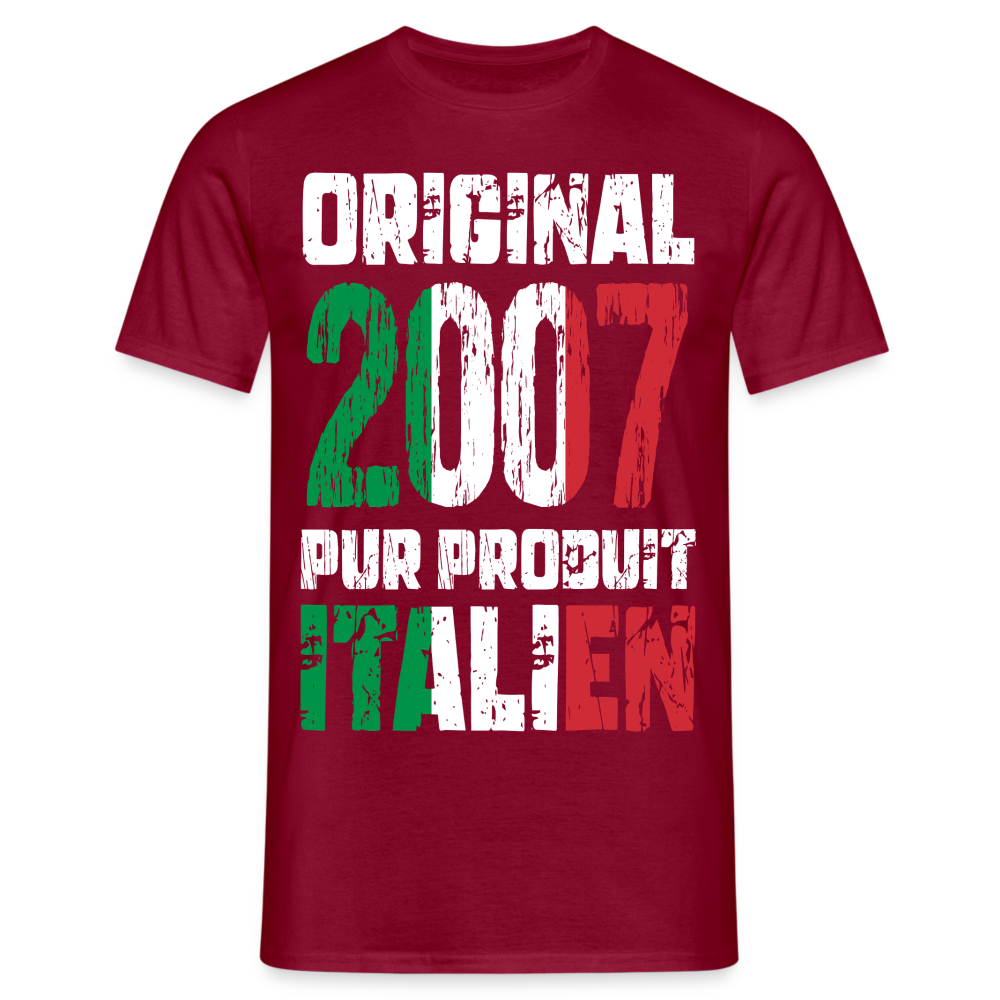 T-shirt Homme - Anniversaire 18 Ans - Original 2007 - Pur produit Italien - rouge brique