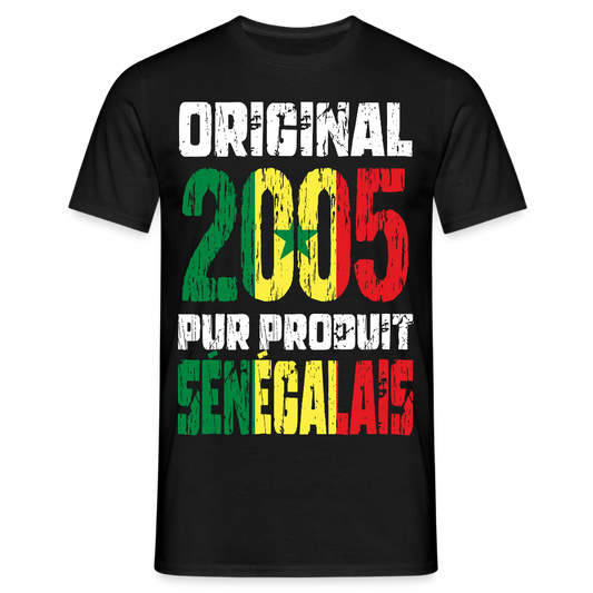 T-shirt Homme - Anniversaire 20 Ans - Original 2005 - Pur produit Sénégalais - noir