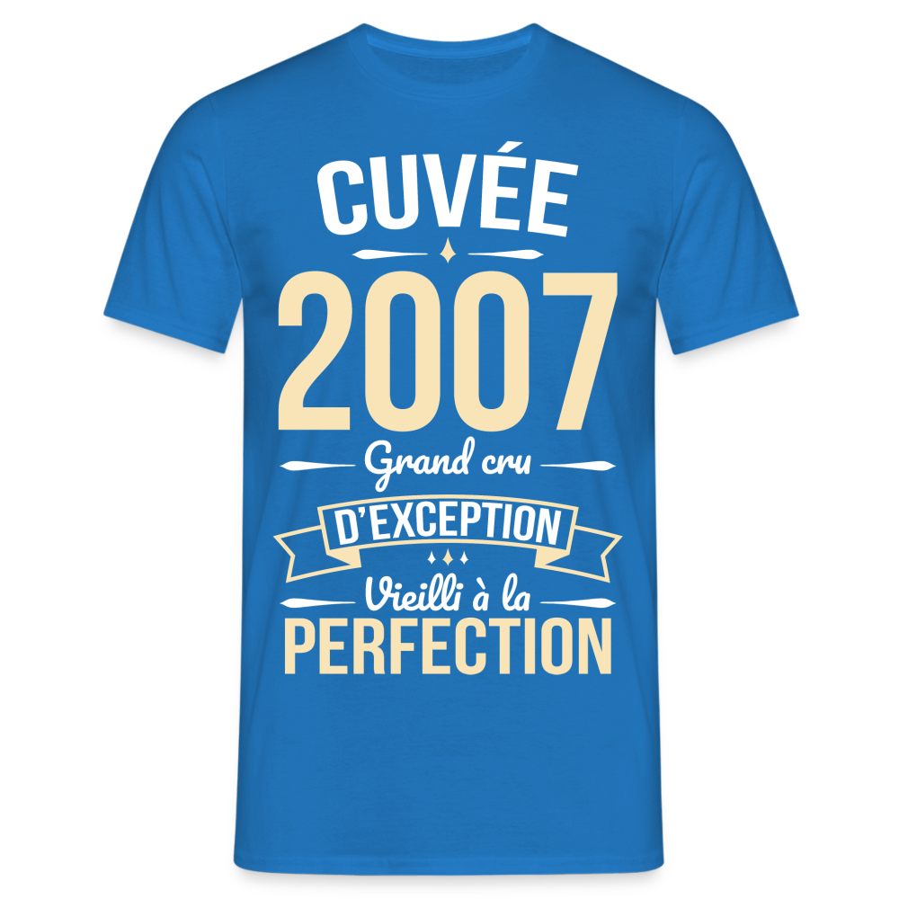 T-shirt Homme - Anniversaire 18 Ans - Cuvée 2007 - bleu royal