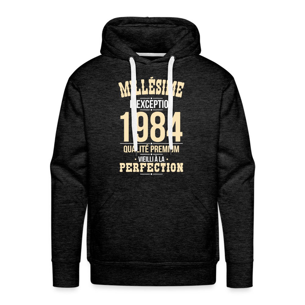 Sweat à capuche Premium Homme - Anniversaire 40 Ans - Millésime 1984 - charbon