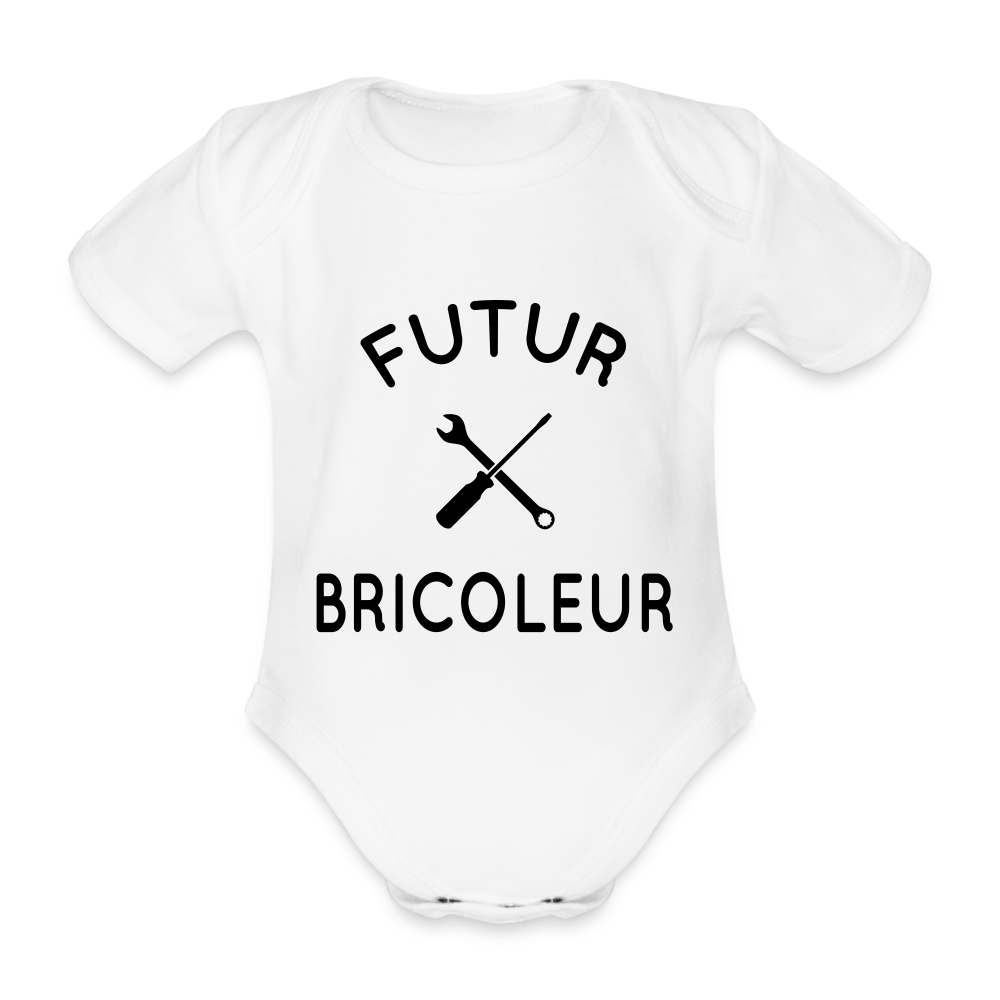 Body Bébé bio manches courtes - Futur bricoleur - blanc