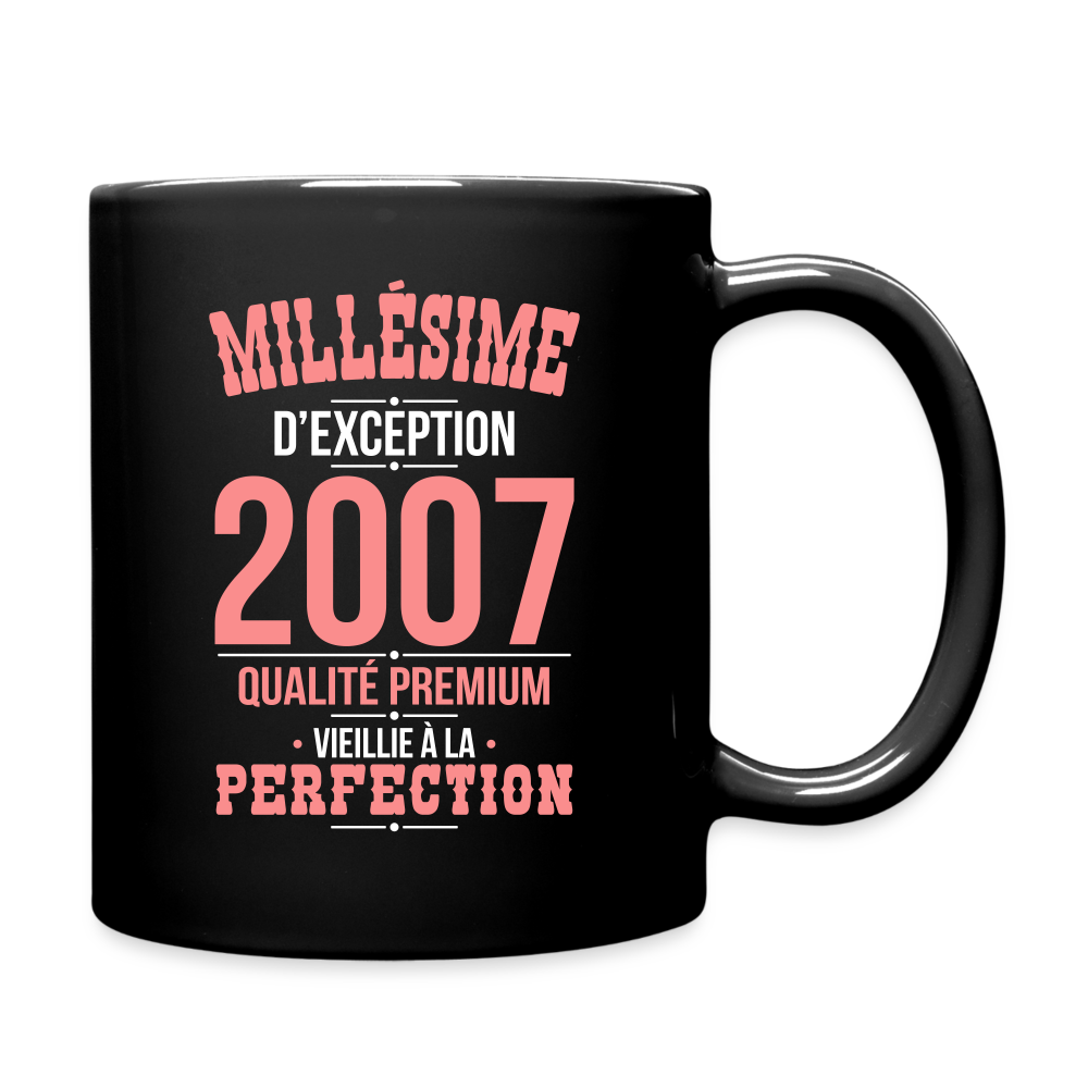 Mug uni - Anniversaire 18 Ans - Millésime 2007 - noir