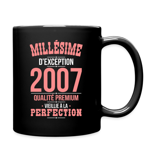 Mug uni - Anniversaire 18 Ans - Millésime 2007 - noir