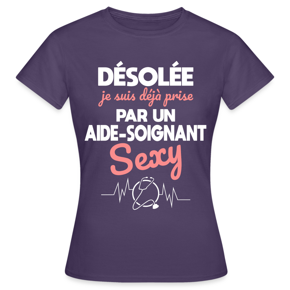 T-shirt Femme - Je suis déjà prise par un aide-soignant sexy - violet foncé