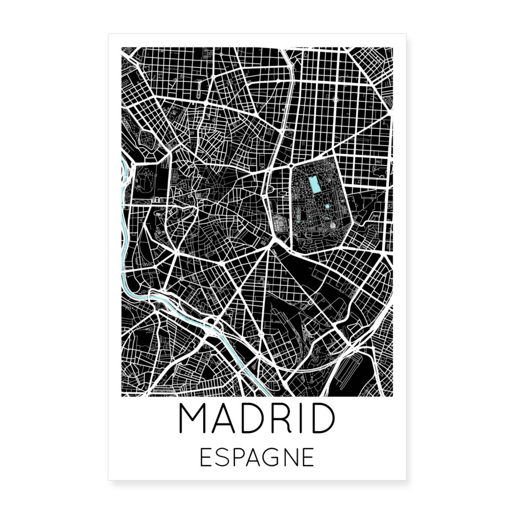 Poster Madrid - Plan Madrid - 40 x 60 cm - blanc