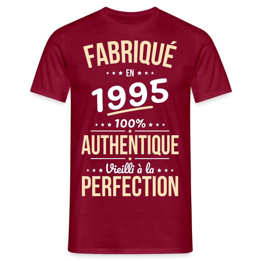 T-shirt Homme - Anniversaire 30 Ans - Fabriqué en 1995 - rouge brique