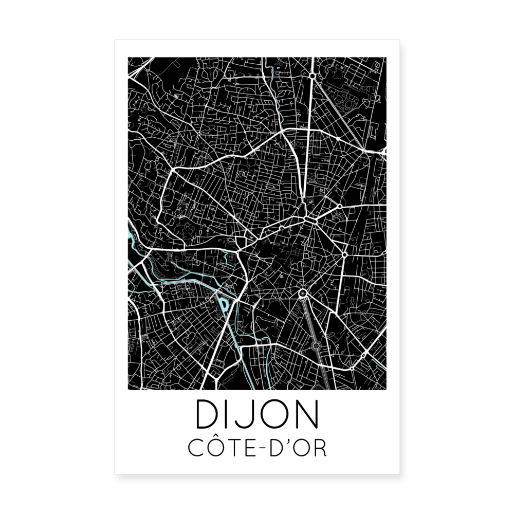 Poster Dijon - Plan Dijon - 20 x 30 cm - blanc