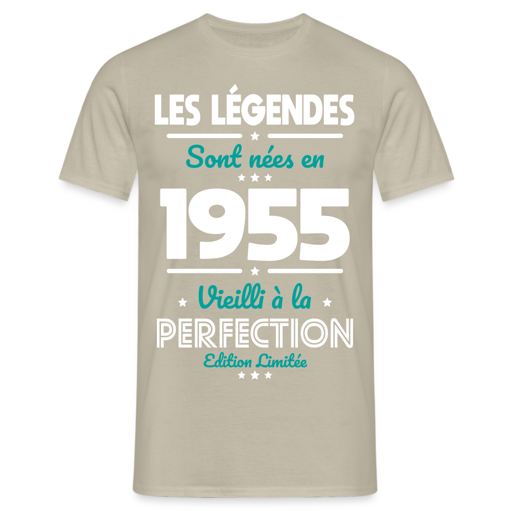 T-shirt Homme - Anniversaire 70 Ans - Les Légendes sont nées en 1955 - beige sable