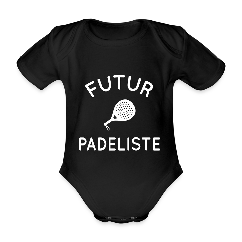 Body Bébé bio manches courtes - Futur padeliste - noir