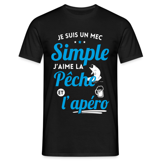 T-shirt Homme - J'aime la pêche et l'apéro - noir