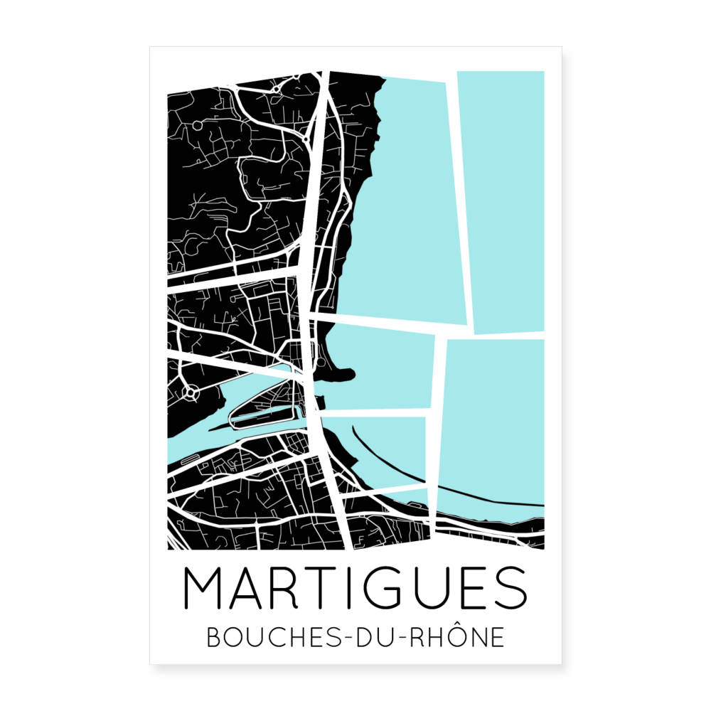 Poster Martigues - Plan Martigues - 40 x 60 cm - blanc