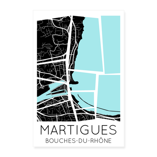 Poster Martigues - Plan Martigues - 40 x 60 cm - blanc