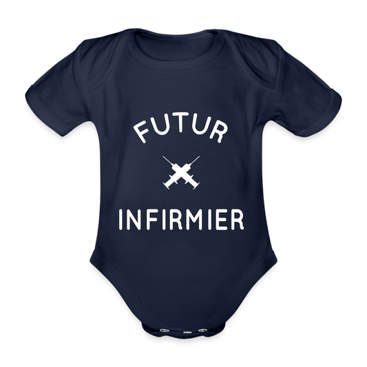 Body Bébé bio manches courtes - Futur infirmier - marine foncé