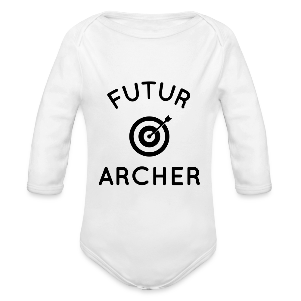 Body Bébé bio manches longues - Futur archer - blanc