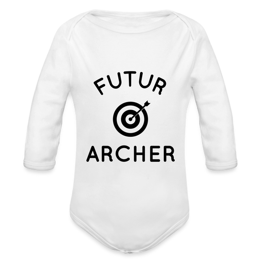 Body Bébé bio manches longues - Futur archer - blanc