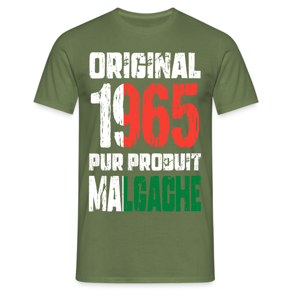 T-shirt Homme - Anniversaire 60 Ans - Original 1965 - Pur produit Malgache - vert militaire