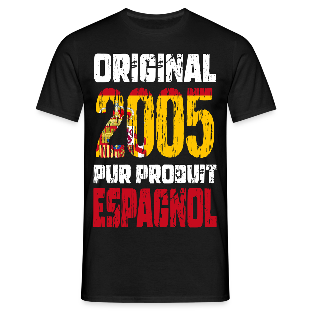 T-shirt Homme - Anniversaire 20 Ans - Original 2005 - Pur produit Espagnol - noir